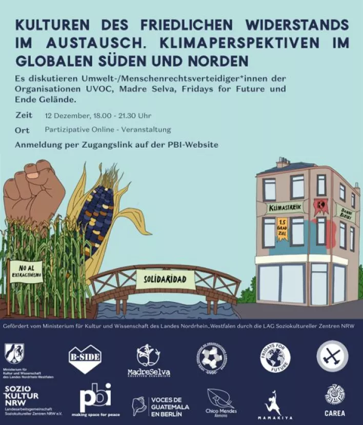 Kulturen des friedlichen Widerstands im Austausch – Klimaperspektiven im globalen Süden und Norden.